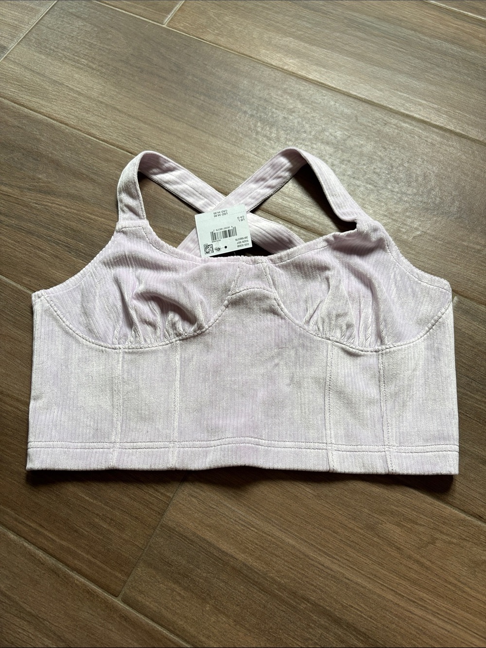 NWT American Eagle Outfitters Lavender Ribbed Smocked Crop Top